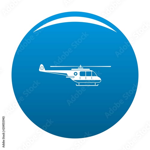 Helicopter icon. Simple illustration of helicopter vector icon for any design blue