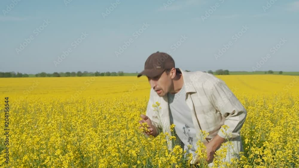 Allergy. The man sneezes from the pollen. Allergy. The man sneezes from the pollen.