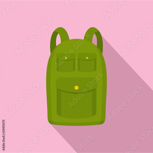 Hiking backpack icon. Flat illustration of hiking backpack vector icon for web design photo