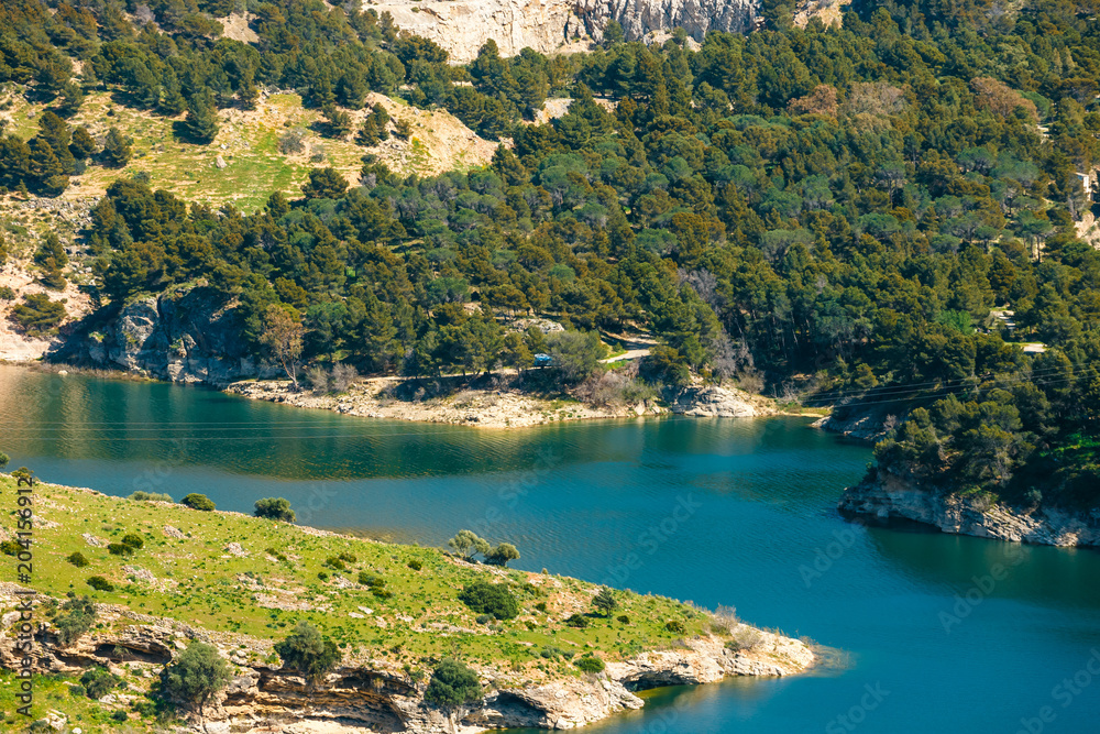 Fototapeta premium Beautiful mountain landscape near El Chorro Gorge, Andalusia, Spain