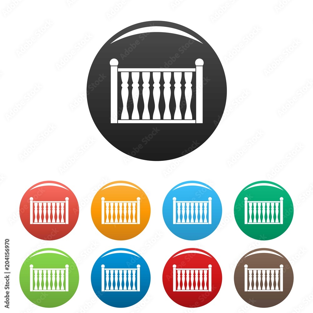 Fence with column icon. Simple illustration of fence with column vector icons set color isolated on white Fence with column icon. Simple illustration of fence with column vector icons set color isolated on white