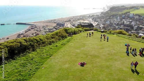 Aerial view of english city of Hastings in Sussex, UK photo