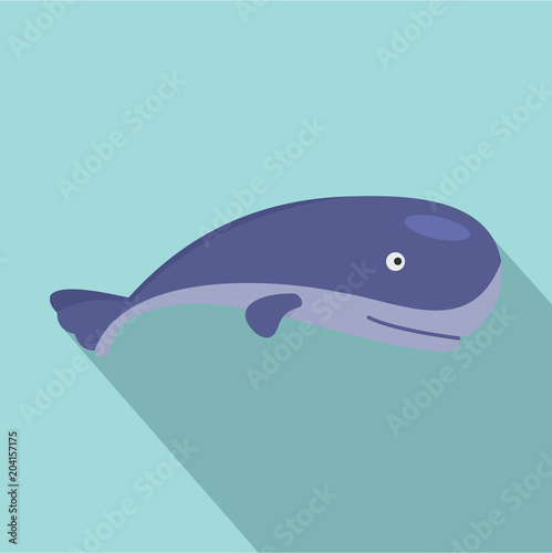 Ocean whale icon. Flat illustration of ocean whale vector icon for web design