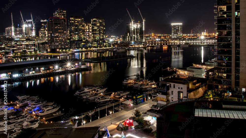 Melbourne By Night view of Dockland Australia 