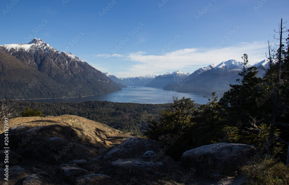 Fototapeta premium Beautiful view of the lakes and mountains in Bariloche, Argentina