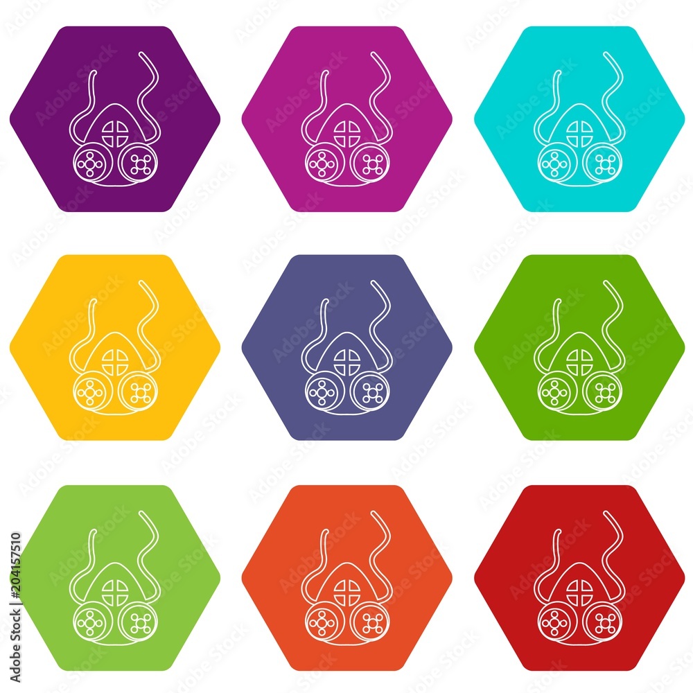 Mask protection icons set 9 vector