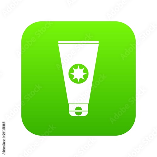 Tube with sunbathing cream icon digital green