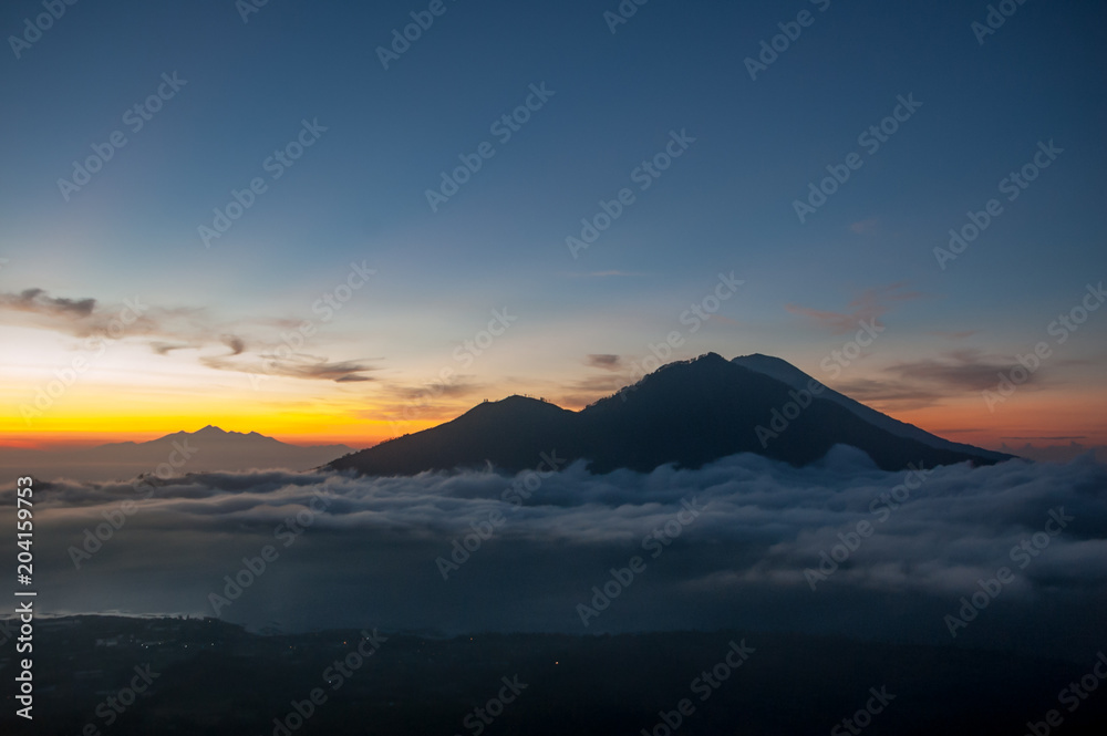 Spectacular sunrise from Mount Batur, Bali, Indonesia