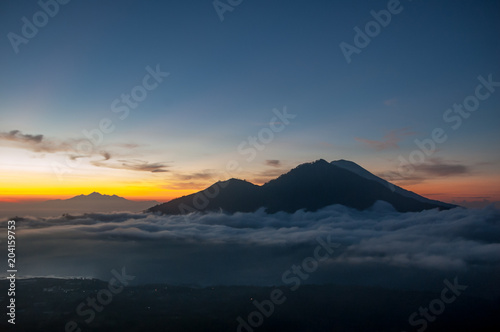Spectacular sunrise from Mount Batur, Bali, Indonesia