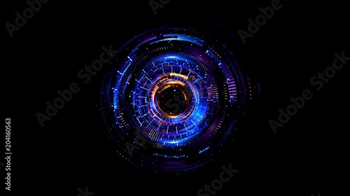 Wallpaper Mural Abstract neon background. luminous swirling. Glowing spiral cover. 
Black elegant. Halo around. Power isolated. Sparks particle.
Space tunnel. LED color ellipse. Glint glitter. Shimmer loop motion Torontodigital.ca