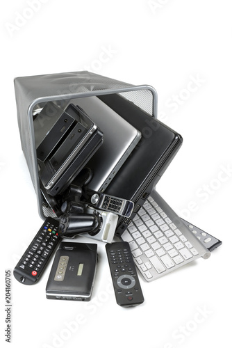 Electronic waste isolated on white 