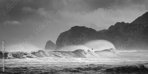 Chasing the wild waves at Piha, west Auckland New Zealand