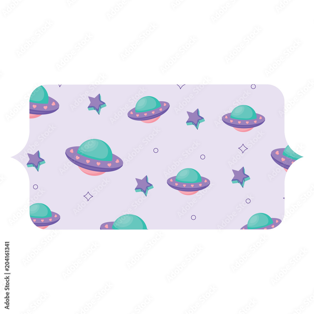 banner with ufo and stars pattern over white background, vector illustration banner with ufo and stars pattern over white background, vector illustration