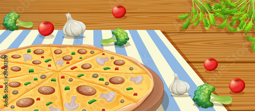 Italian Pepperoni Pizza on Table