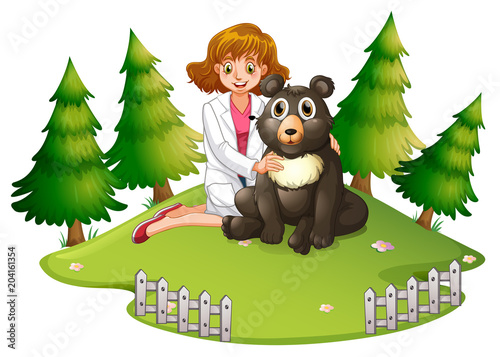 Vet and Bear in the Zoo