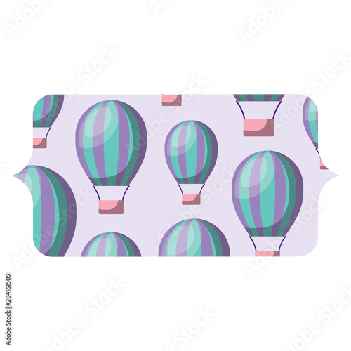 banner with hot air balloons pattern over white background, colorful design. vector illustration