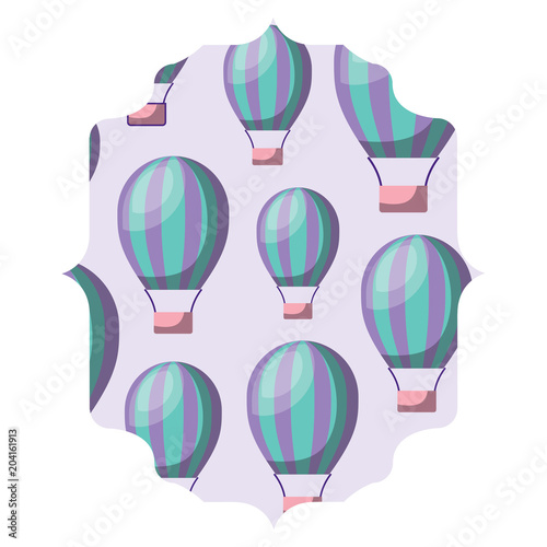 arabic frame with hot air balloons pattern over white background, colorful design. vector illustration