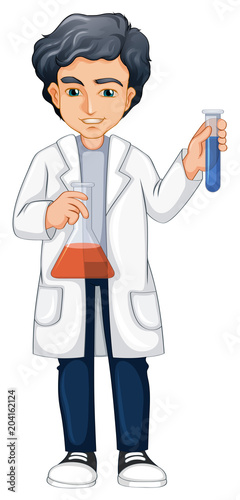 A Scientist Holding Beaker and Test Tube