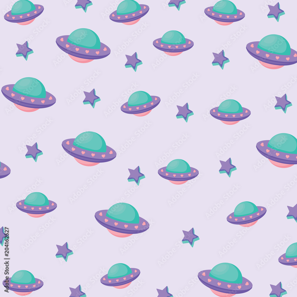 background with ufo and stars pattern, colorful design. vector illustration background with ufo and stars pattern, colorful design. vector illustration