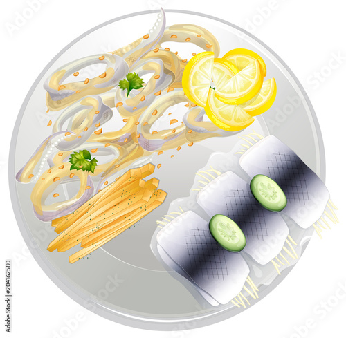 A Plate of Seafood Meal