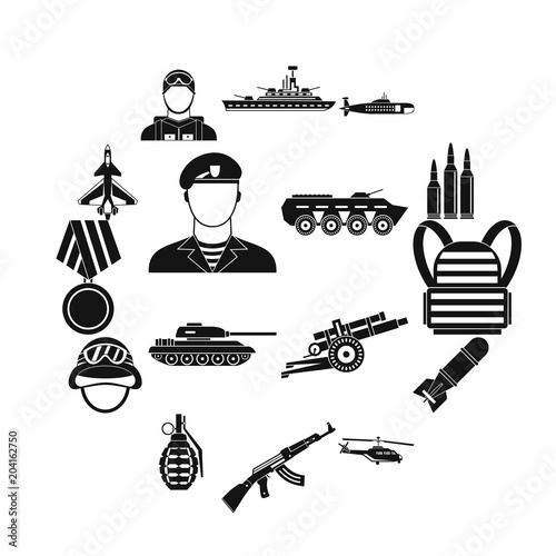 War icons set, simple style