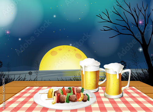 BBQ Dinner with Cold Beer