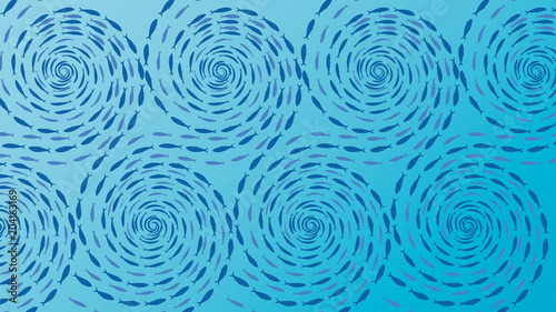 イワシの群れの背景イラスト