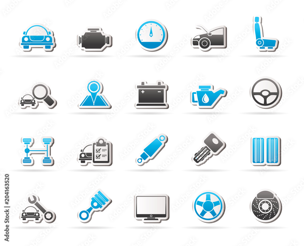 Naklejka premium Auto service and car part icons - vector icon set