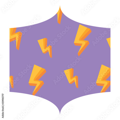 decorative frame with lightning pattern over white background, colorful design. vector illustration