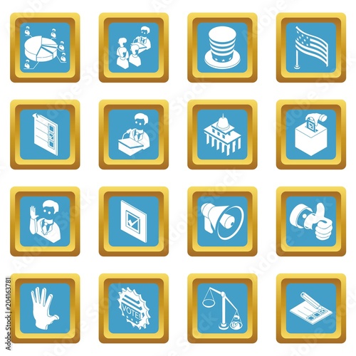 Election voting icons set sapphirine square vector