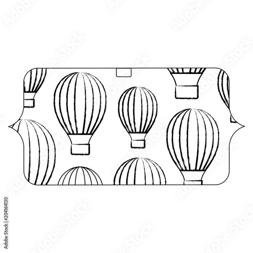 banner with hot air balloons pattern over white background, vector illustration