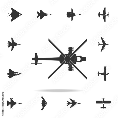 Military helicopter silhouette icon. Detailed set of army plane icons. Premium graphic design. One of the collection icons for websites, web design, mobile app