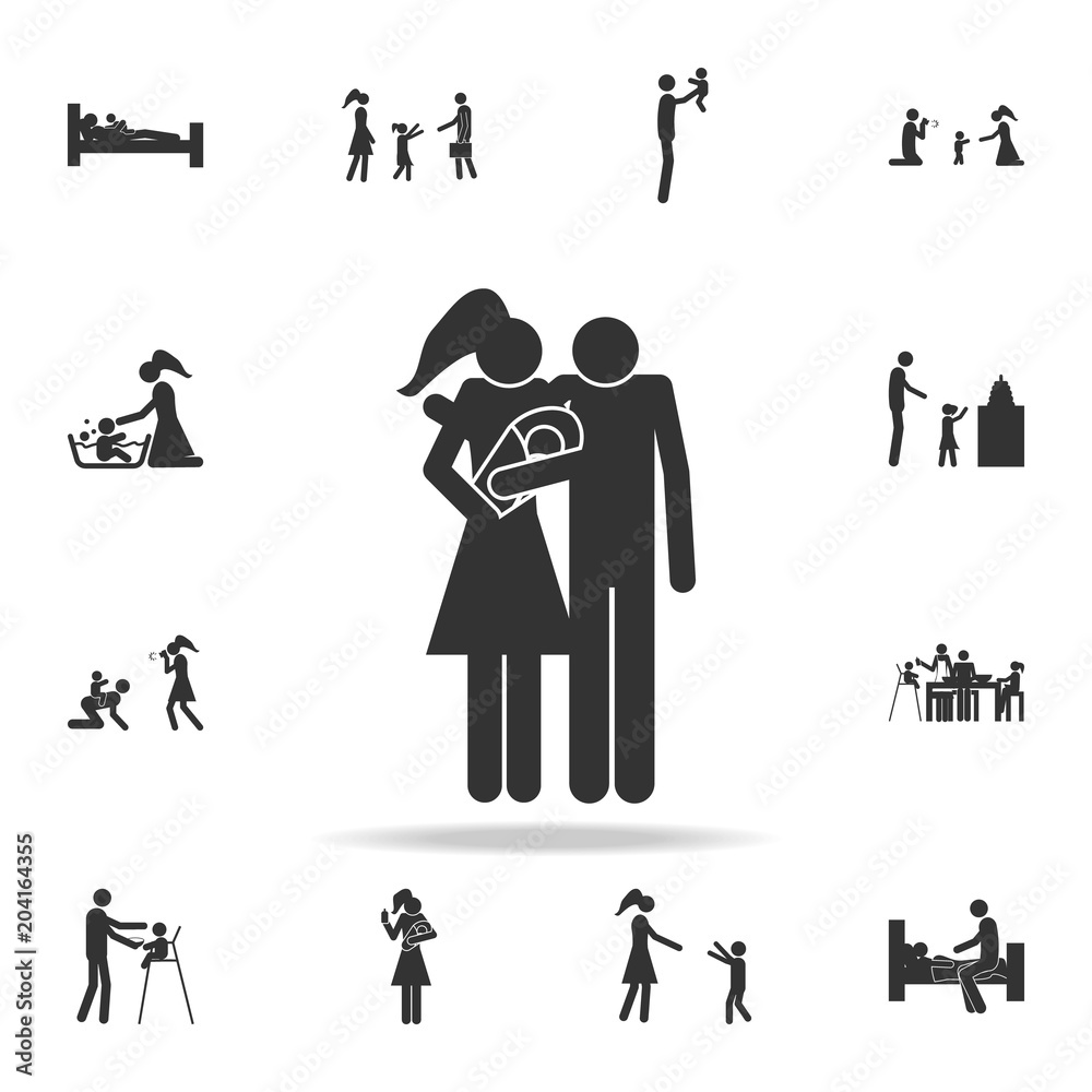 couple with a baby icon. Detailed set of family icons. Premium graphic design. One of the collection icons for websites, web design, mobile app