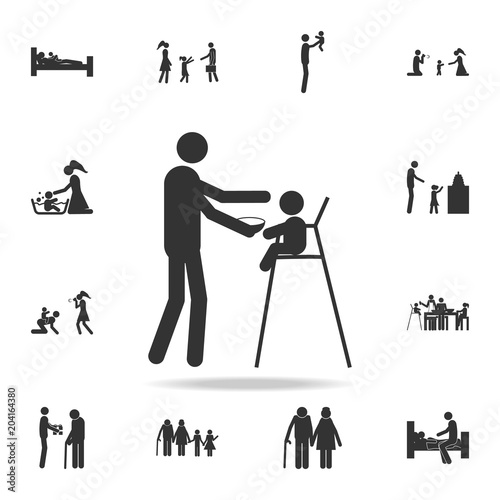 father feeds the child icon. Detailed set of family icons. Premium graphic design. One of the collection icons for websites  web design  mobile app