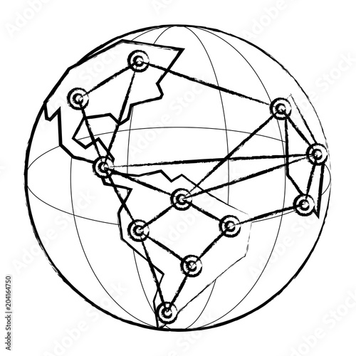 global sphere icon over white background  vector illustration