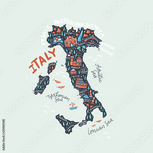 Photo Handdrawn map of Italy