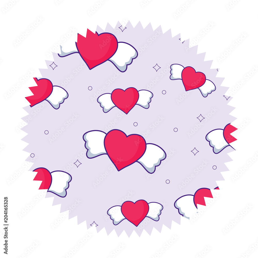 seal stamp with heart with wings pattern over white background, vector illustration seal stamp with heart with wings pattern over white background, vector illustration