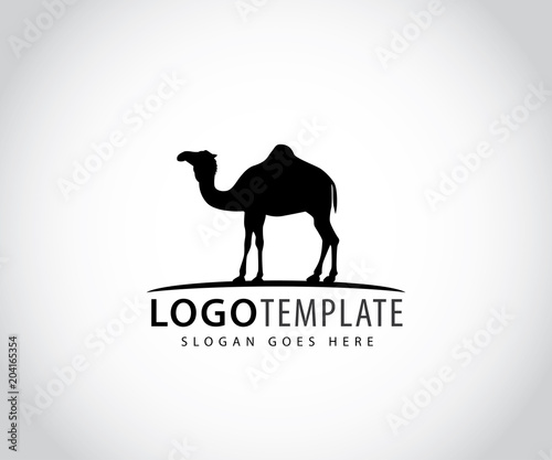 Tablou canvas camel in horizon line vector icon logo design