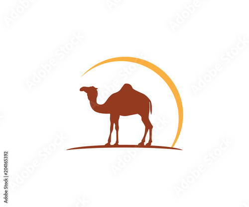 camel and sun vector icon logo design