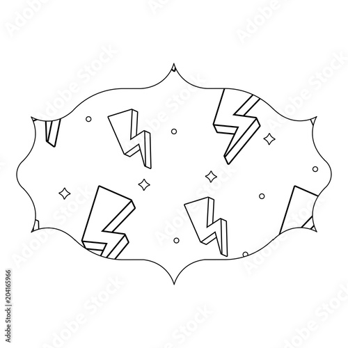 arabic frame with lightning pattern over white background, vector illustration