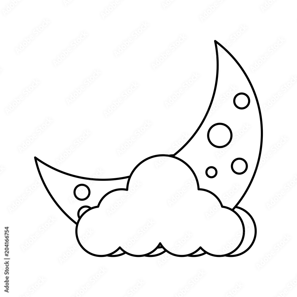 Fototapeta premium cloud and moon icon over white background, vector illustration