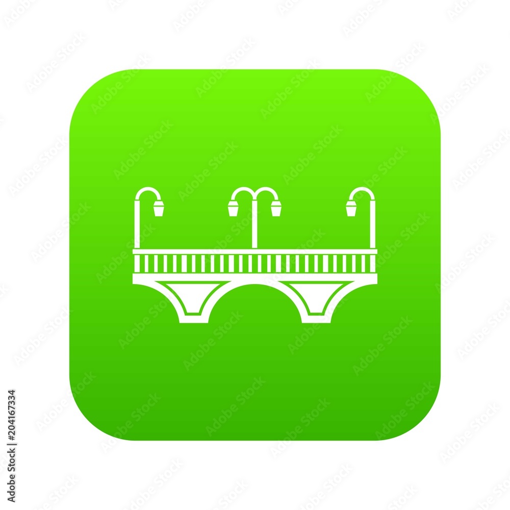 Retro arch bridge icon green vector Retro arch bridge icon green vector