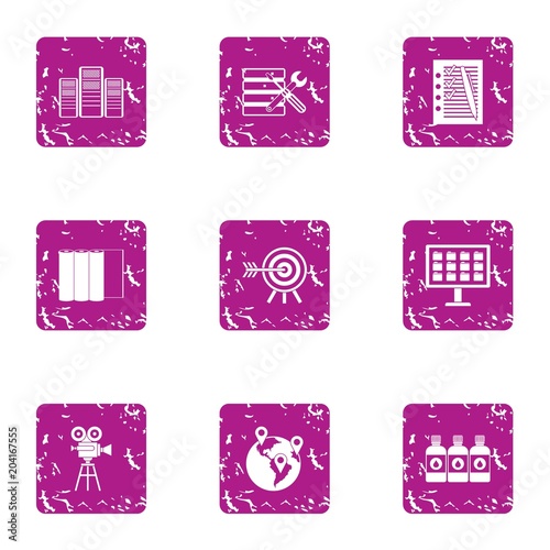 Currency icons set, grunge style