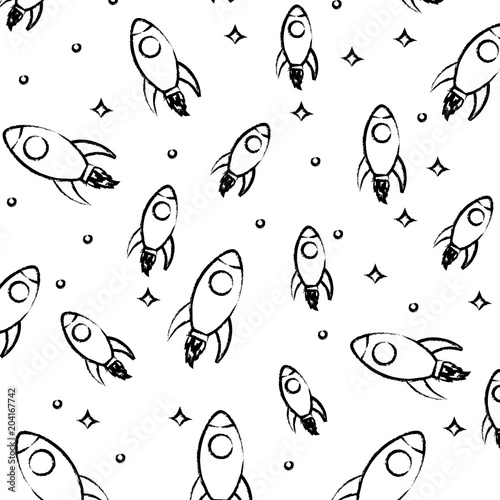 background with space rockets pattern, vector illustration © djvstock