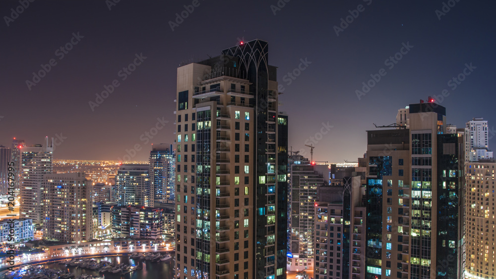 Dubai Marina at night, United Arab Emirates Dubai Marina at night, United Arab Emirates