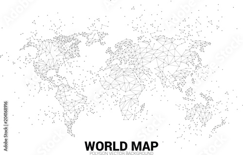 Fototapeta Naklejka Na Ścianę i Meble -  World map wireframe dot connect line from particle: concept of world connection