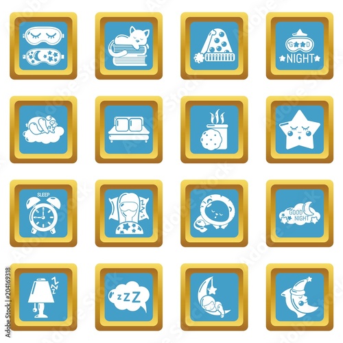 Sleeping icons set sapphirine square vector