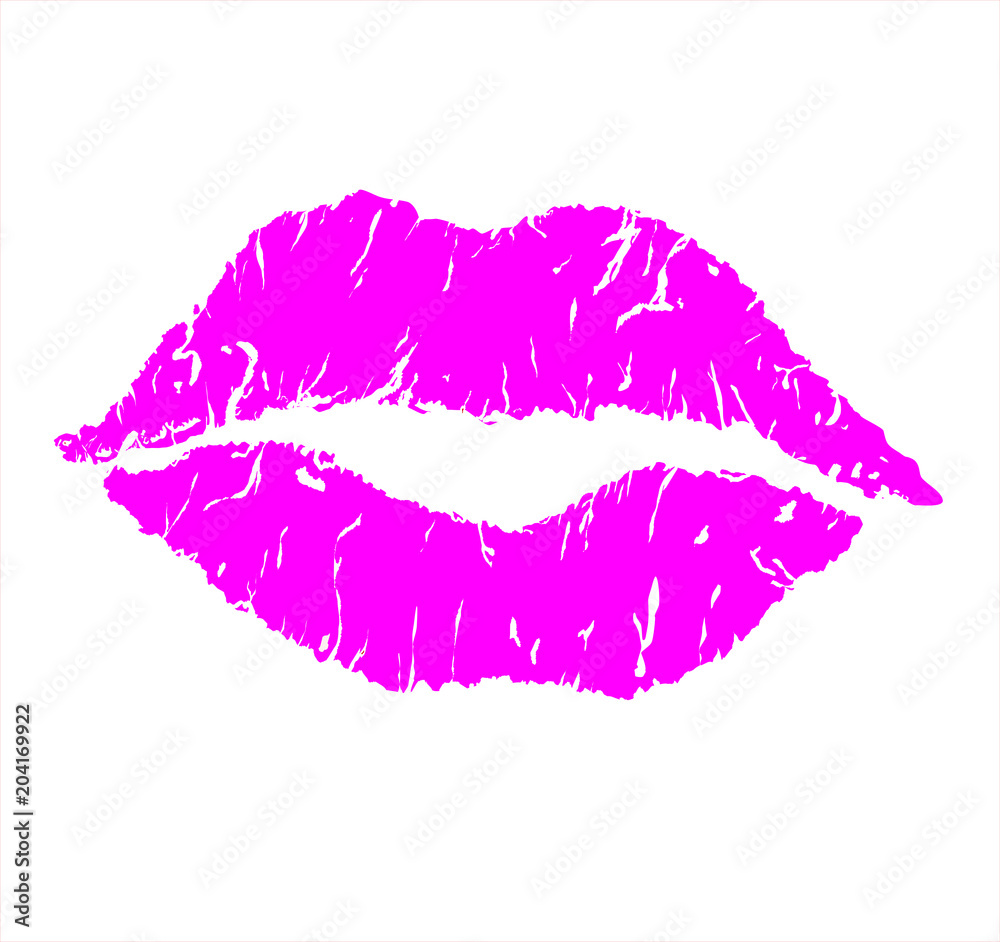 Isolated pink lips on white background. Vector illustration. Isolated pink lips on white background. Vector illustration.