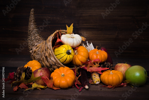 Thanksgiving or fall cornucopia photo