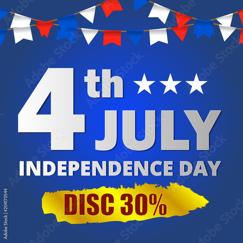 Happy usa independence day, 4th of july. Design for greeting and sale promotion banner template illustration with text. Easy to use for social media marketing.